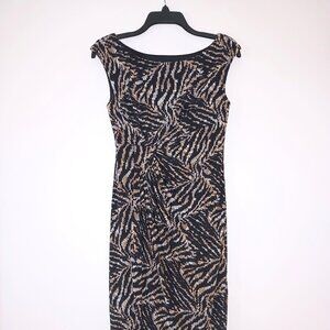Dressbarn Women's Dress Size 4 Animal Print with Ruching, Knee length